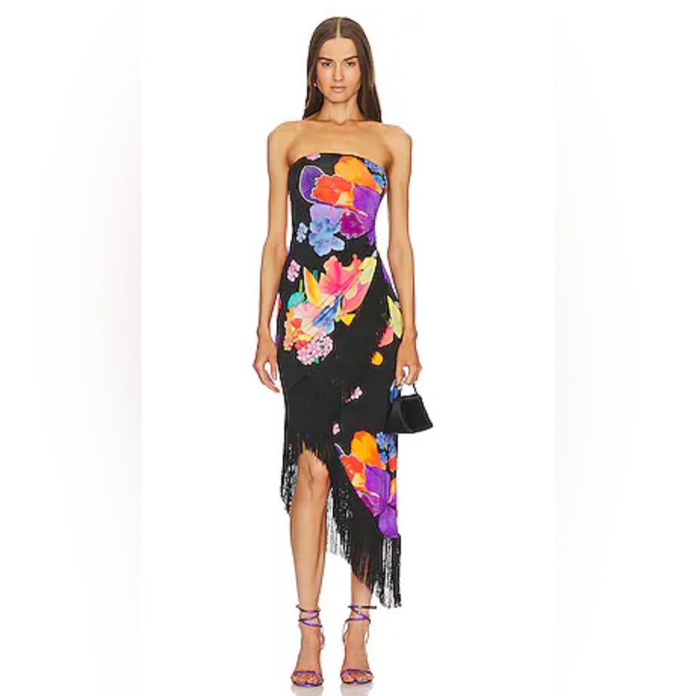 Mirae Asymmetrical Floral Strapless Dress Brand 🆕 with tags